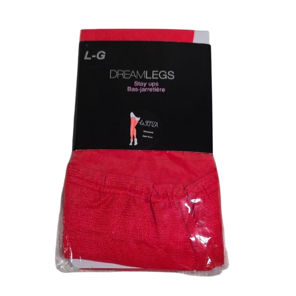 La SENZA Dreamlegs Stay Ups Thigh High Hose in Bright Red Womens Size Large NEW